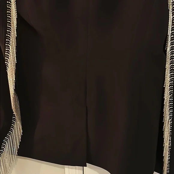 NWT $695 Cinq a Sept black blazer with rhinestone fringe size 6 - Picture 9 of 11